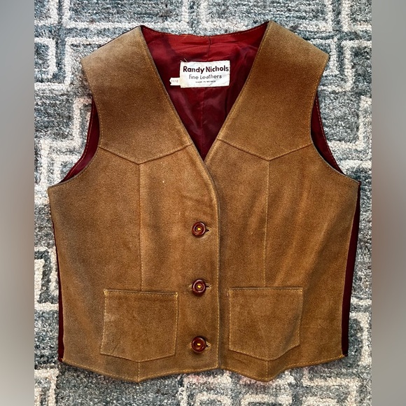 Randy Nichols Tops - Randy Nichols Suede Leather Vest in medium brown